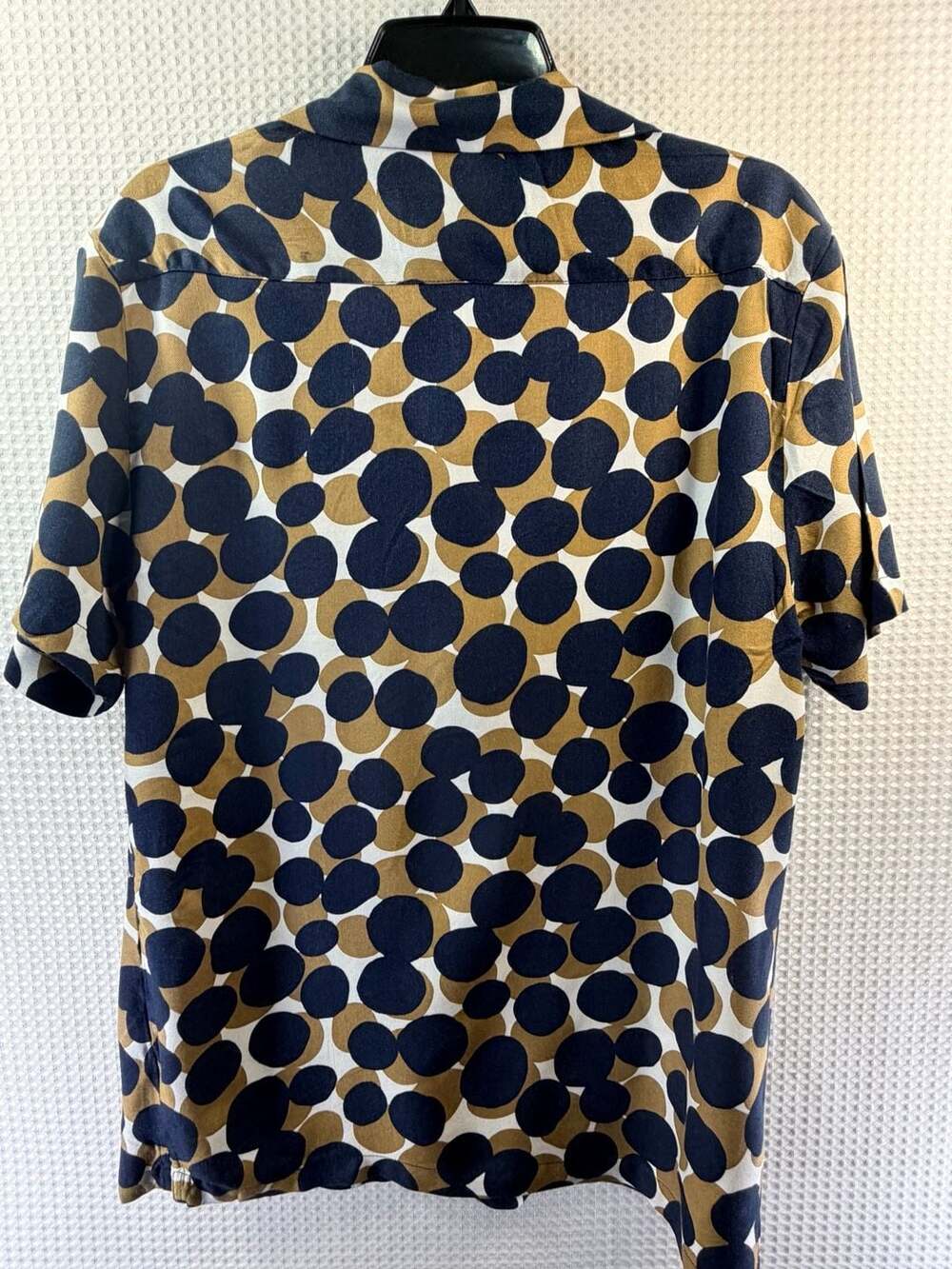 Denim & Flower Ricky Singh Navy Gold Polka Dot Short Sleeve Shirt Size M - Picture 3 of 7
